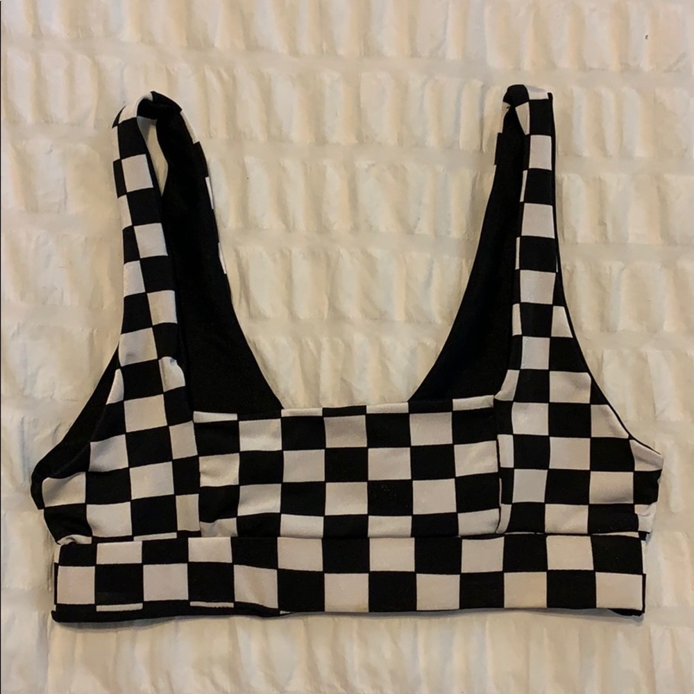 Lali + Layla black&white checkered Kamron swim top